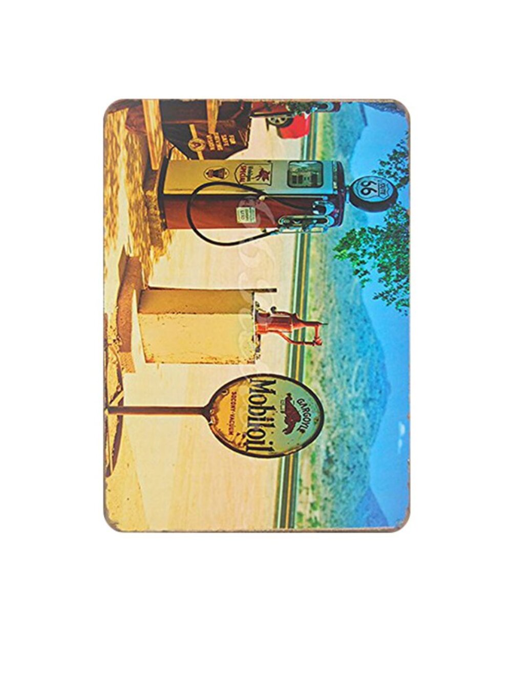 Vintage Route 66 Mobil Gas Station Tin Sign | Retro Garage Decor 🚗